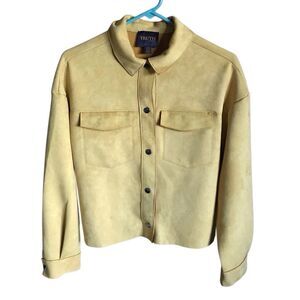 Truth by Republic yellow faux suede snap front jacket shacket size Medium